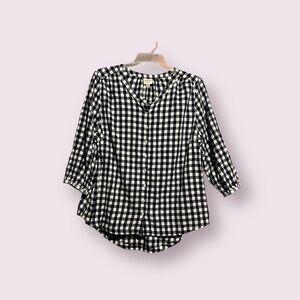 St John’s Bay Blue Plaid Button Front Blouse Size 1X